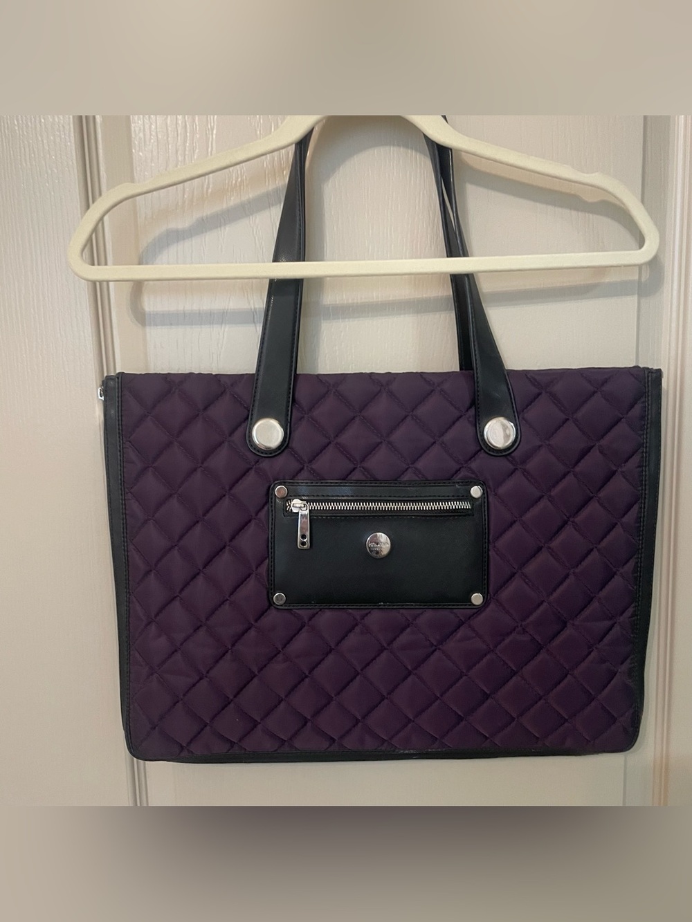 Knomo London Marina Purple Quilted Expandable Tote Work Laptop Bag